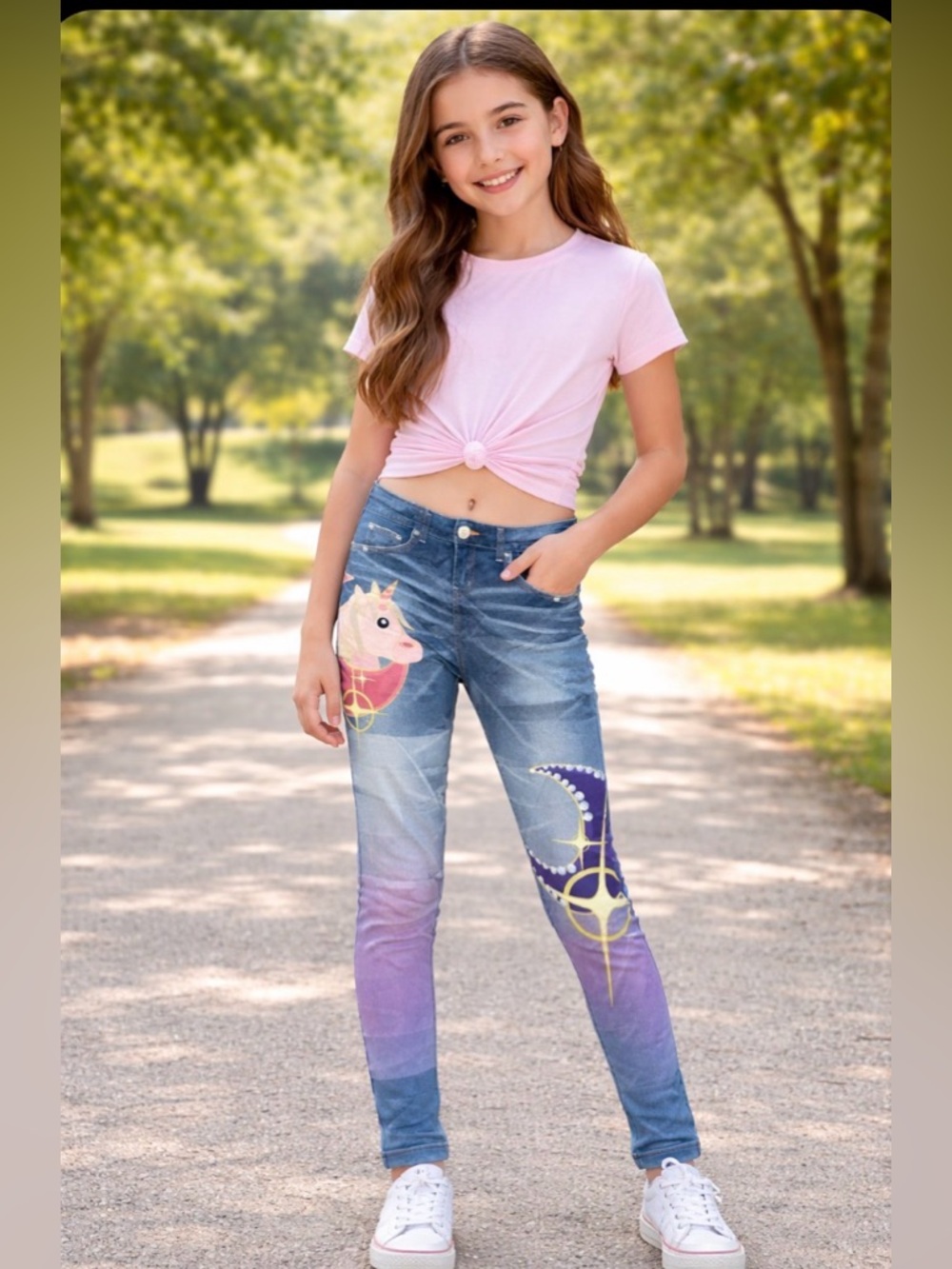 Women’s Blue-Purple Gradient Unicorn Print Jeggings